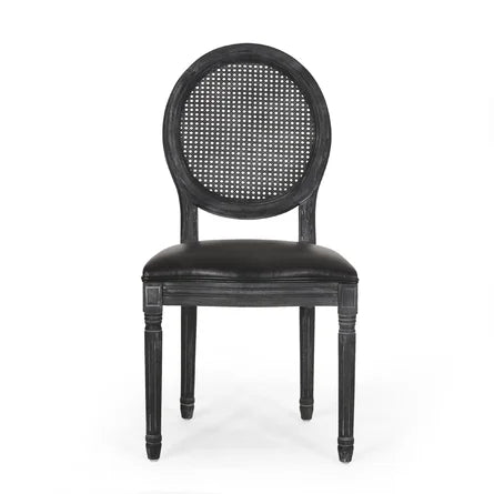 French Black Cane Oval Sweetheart Chair