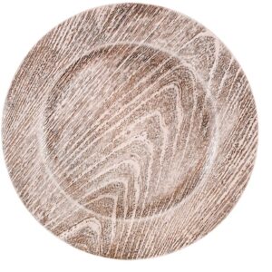 Gray Faux Wood Plastic Charger Plates, 13 in.
