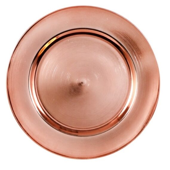 Metallic Rose Gold Plastic Charger Plates, 13 in.