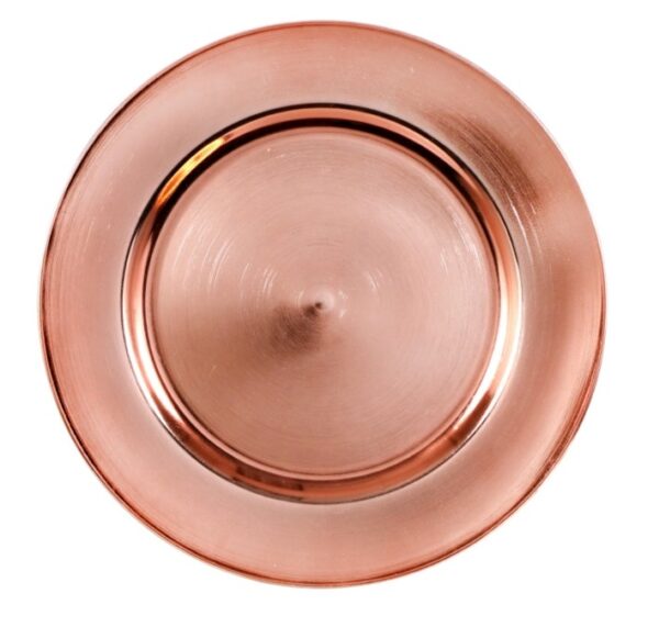 Metallic Rose Gold Plastic Charger Plates, 13 in.