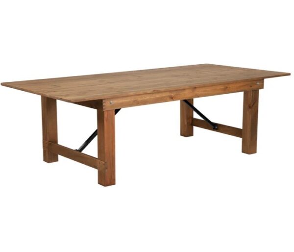 8'x40" Wood Farm Table-Antique Rustic