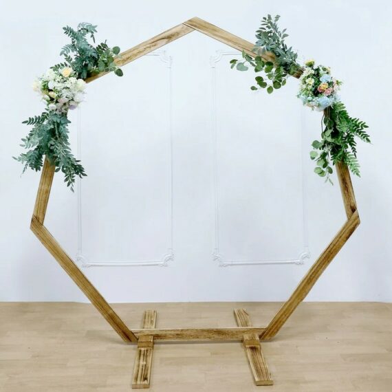 Heptagon Rustic Wood Wedding Arch