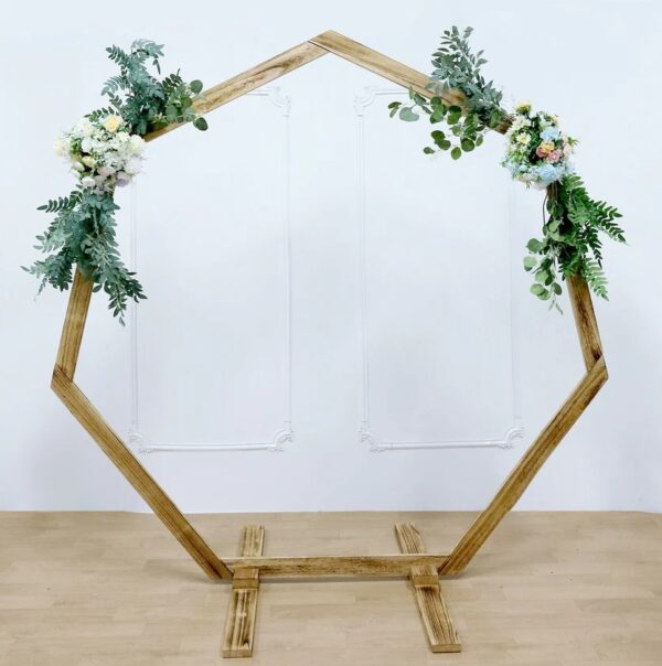 Heptagon Rustic Wood Wedding Arch