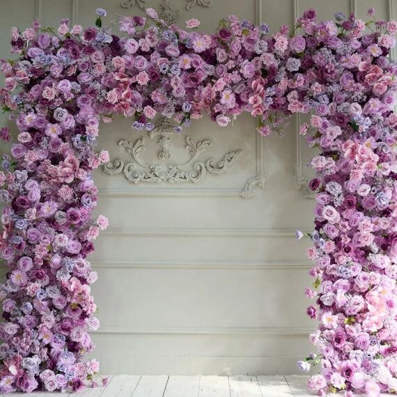 Azalea 7D Purple Rose Flower Wedding Arch
