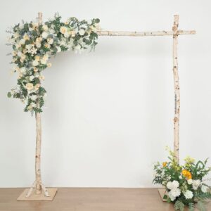 Rustic Natural Birch Wood Square Wedding Ceremony Backdrop Stand 7.5ft