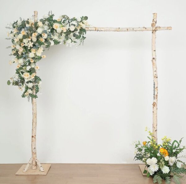 Rustic Natural Birch Wood Square Wedding Ceremony Backdrop Stand 7.5ft