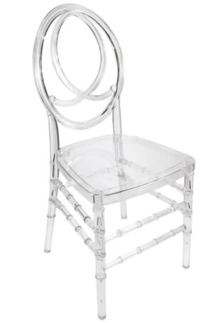 Oval Open Back Resin Dining Event Chair - Ghost