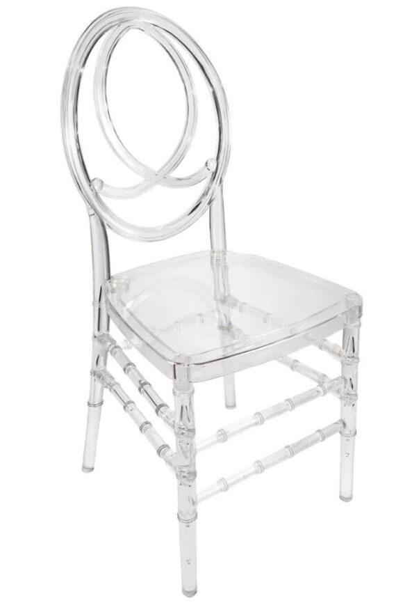 Oval Open Back Resin Dining Event Chair - Ghost