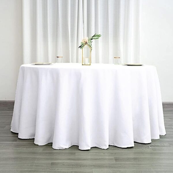 120" White Table Linen Round