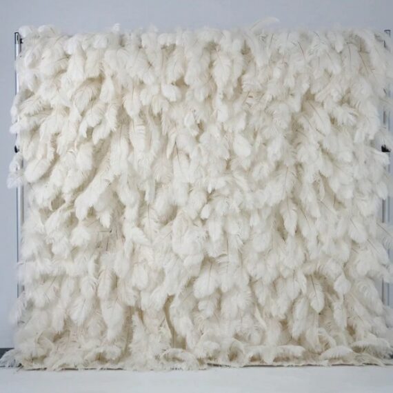 Addelyn White Feather Wall Backdrop