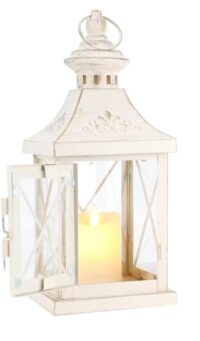 11" White Metal Lantern