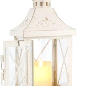 11" White Metal Lantern