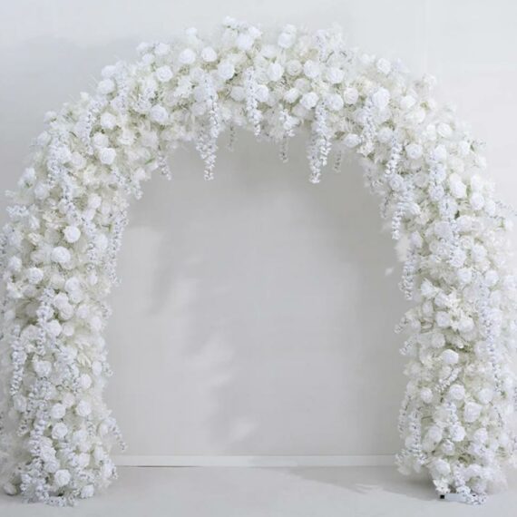 Bliss White Round Floral Wedding Arch