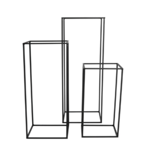 Modern 3 Piece Black Metal Pedestal Set
