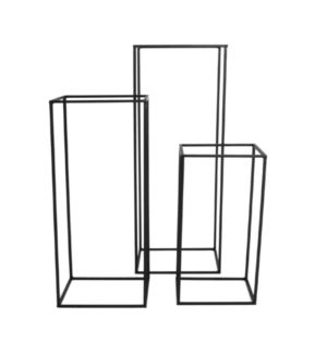 Modern 3 Piece Black Metal Pedestal Set