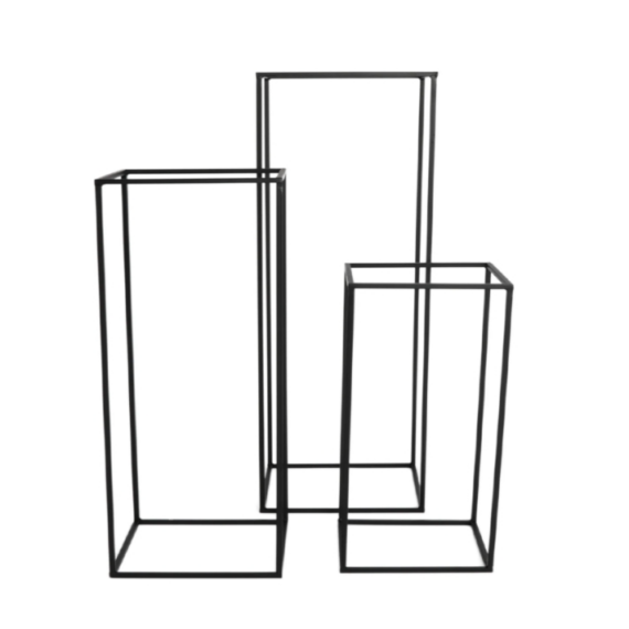 Modern 3 Piece Black Metal Pedestal Set