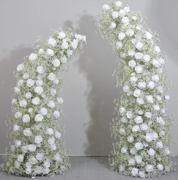 Arianna 2 Piece White Baby Breathe Wedding Arch