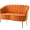Velvet Scalloped Rust Loveseat
