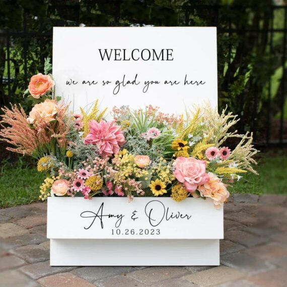 Flower Box Welcome Wedding Sign