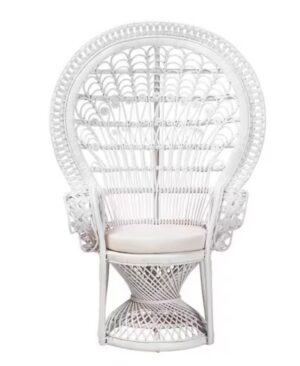 White Boho Peacock Throne Chair