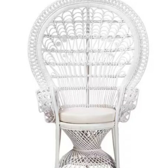 White Boho Peacock Throne Chair