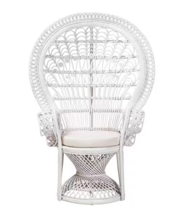 White Boho Peacock Throne Chair