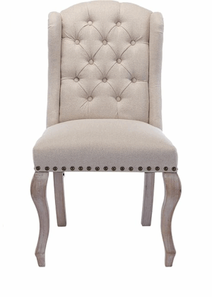 Tufted Cream Linen Chair