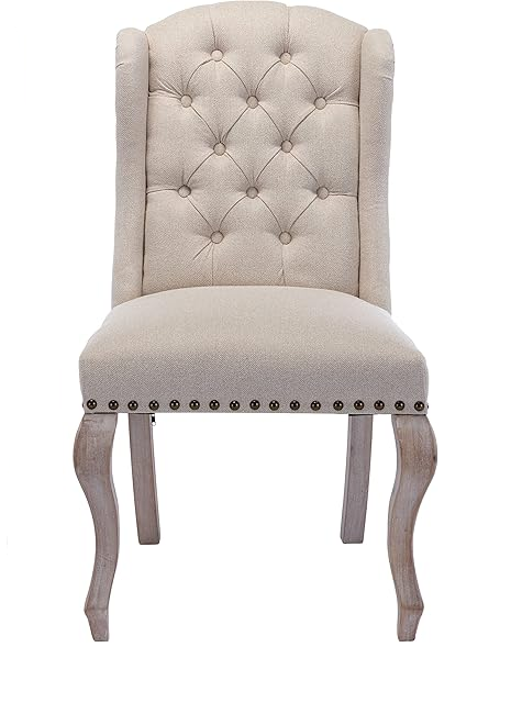 Tufted Cream Linen Chair