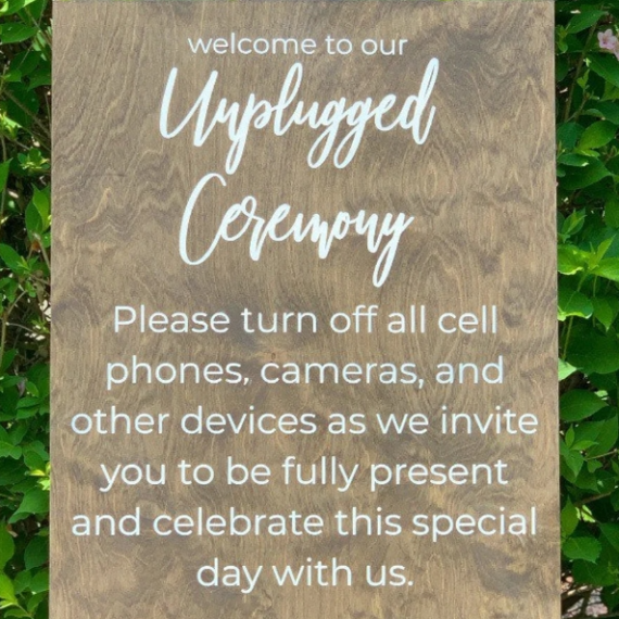 Wood Stained Unplugged Sign 24x36