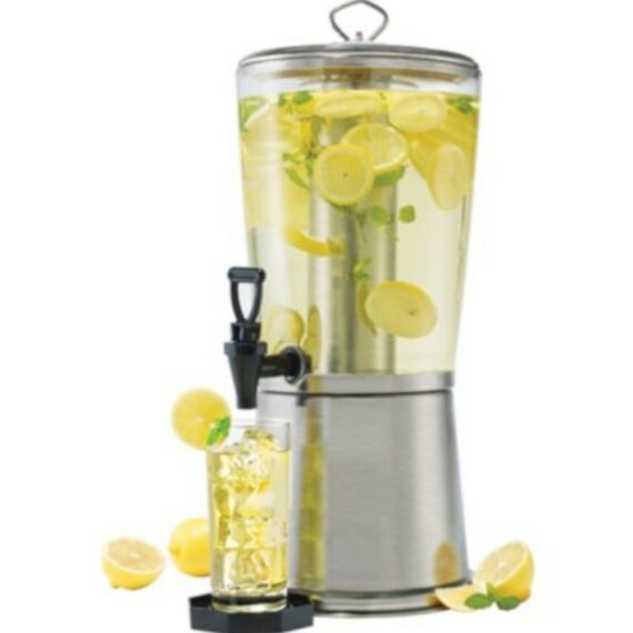 Polished Stainless Steel Ice Core Cold Beverage Dispenser, 2-1/4 Gallons