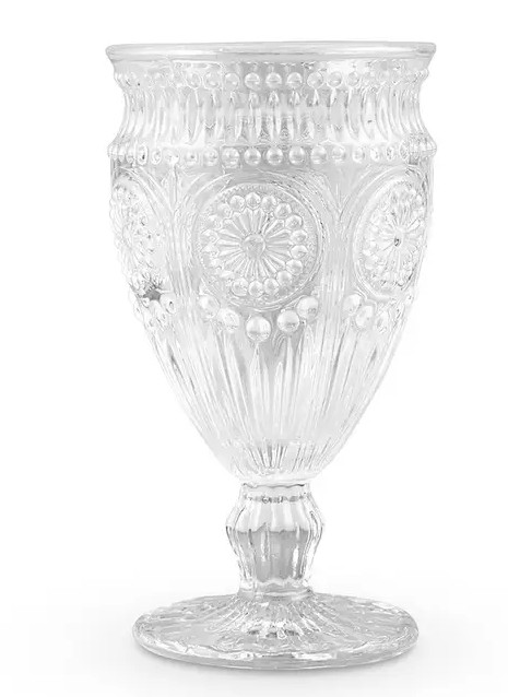 Vintage Style Pressed Glass Wine Goblet