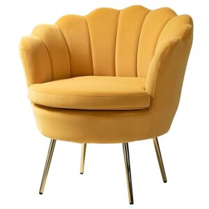 Jayden Velvet Scalloped Chair-Mustard