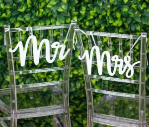 wood Mr. & Mrs. Hanging Chair Signs