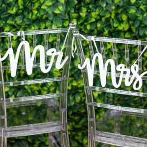 wood Mr. & Mrs. Hanging Chair Signs