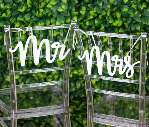 wood Mr. & Mrs. Hanging Chair Signs
