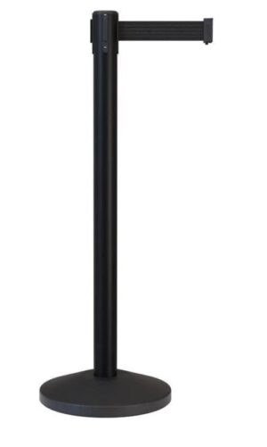 7.5' Retractable Belt Barrier Stanchion, Black