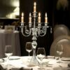 20.3'' Tall 5 Arm Silver Candelabra Centerpiece