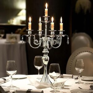 20.3'' Tall 5 Arm Silver Candelabra Centerpiece