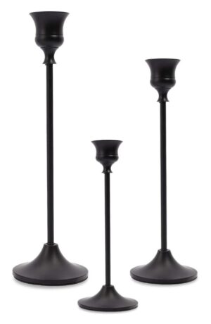 Set of 3 Black Taper Candle Holders