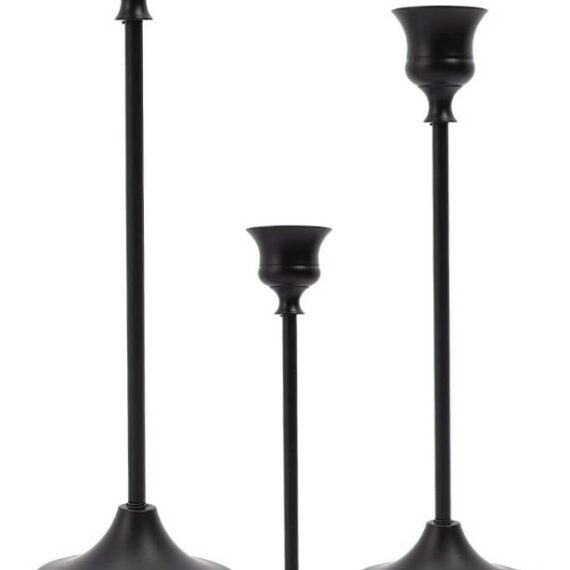 Set of 3 Black Taper Candle Holders