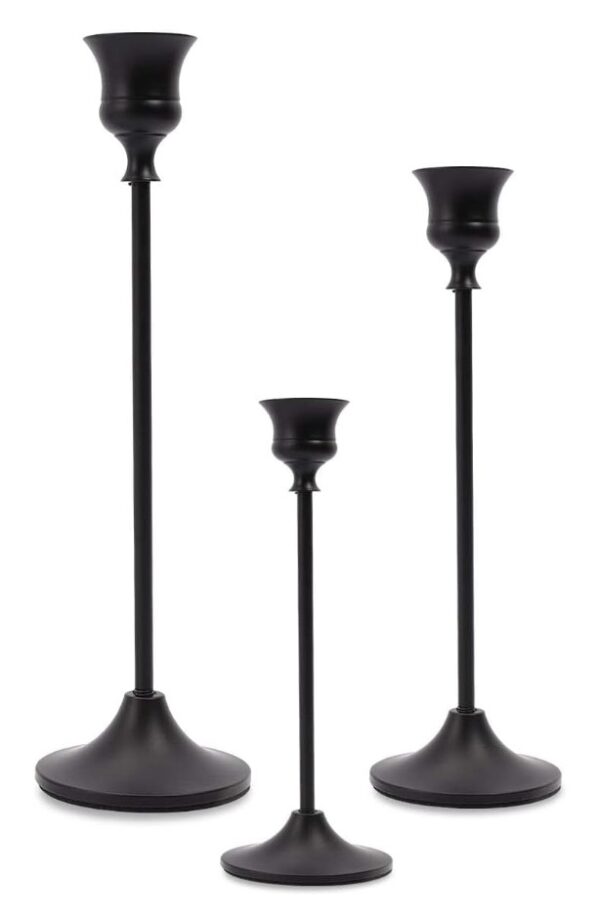 Set of 3 Black Taper Candle Holders
