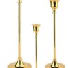 Set of 3 Gold Taper Candle Holders