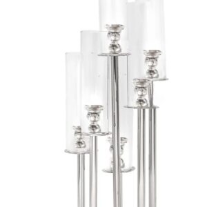 7-Arm Crystal Candelabra Round Taper Design with Mirror Base 33" Clear