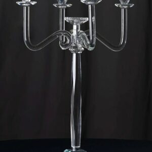 5 Arm Crystal Glass Candelabra 27"