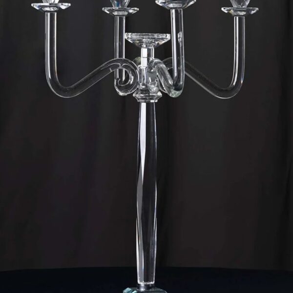 5 Arm Crystal Glass Candelabra 27"