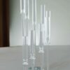 9-Arm Crystal Glass Cluster Candelabra Pedestal Stand 4ft - Square Hurricane Taper Candle Holder Table Centerpiece