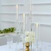 Set of 4 Crystal Glass Hurricane Taper Candle Holders, Clear Cylinder Chimney Tubes - Decorative Tall Candle Stands 14", 18", 22", 26"