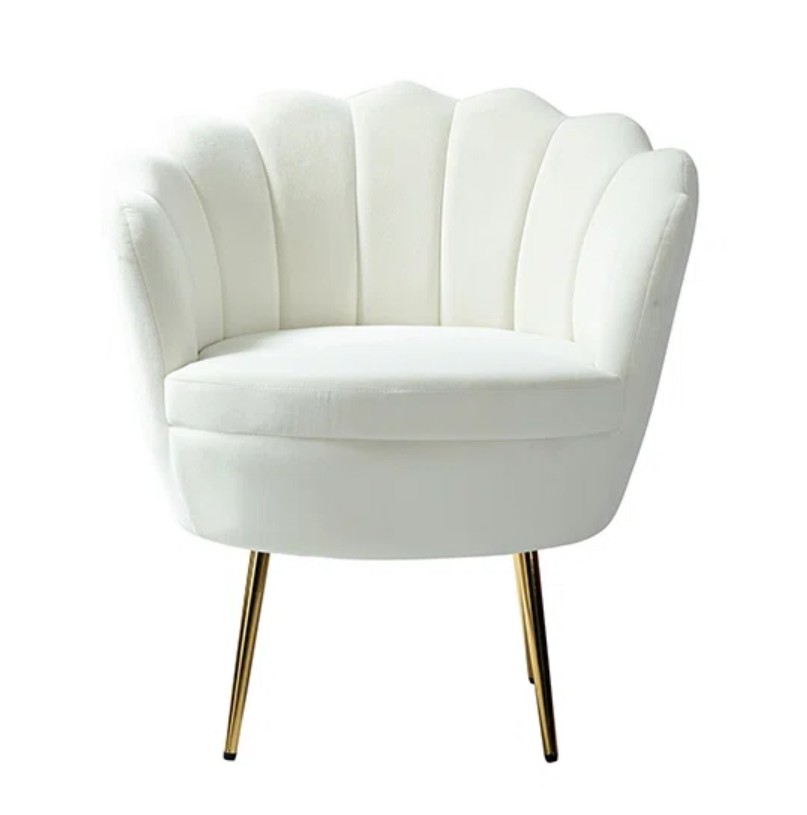 Jayden Velvet Scalloped Chair-Ivory