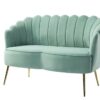 Jayden Velvet Scallopped Love Seat-Sage