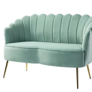 Jayden Velvet Scallopped Love Seat-Sage